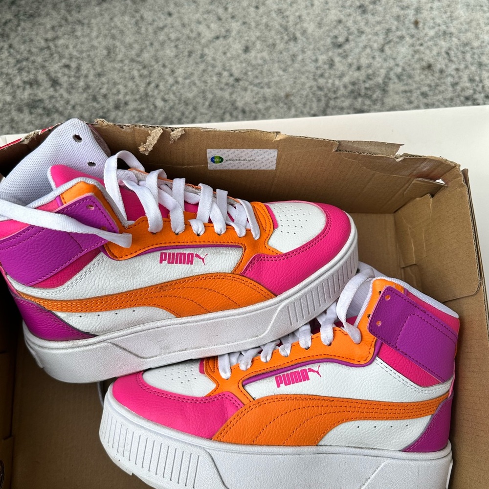 Puma Vibrant Pink and Orange Sneakers